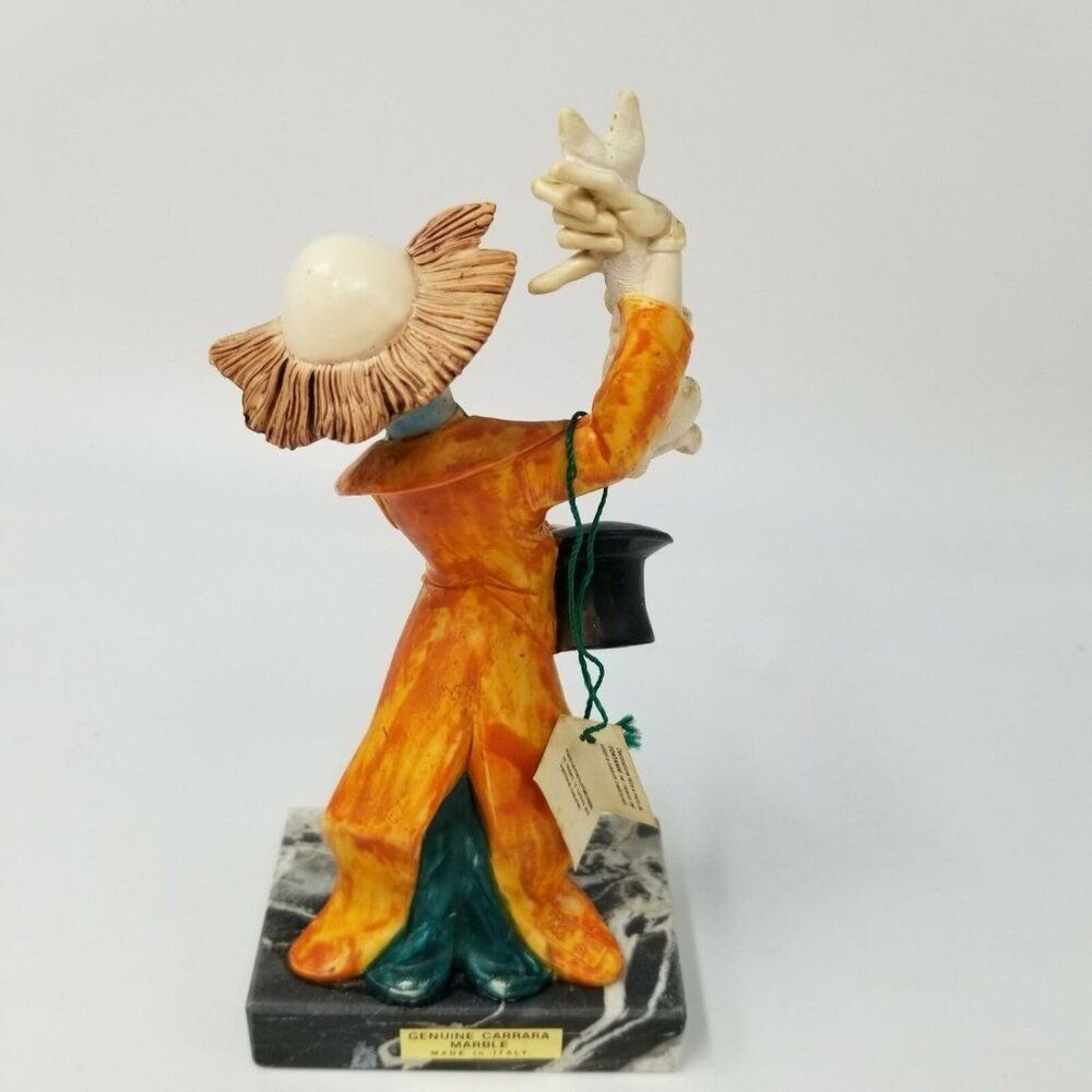 Vintage Fontanini Clown Magician Simonetti Figurine Bunny Carrara Marble 8" - Picture 3 of 7
